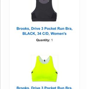2 brand new in bags with tags Brooks 3 pocket drive run sports bra 34 C/D